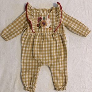 Mudpie - Turkey bodysuit romper for baby girl - Thanksgiving - 6-9M